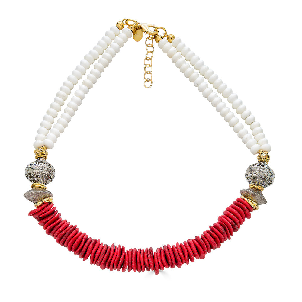 Catania Necklace - Red/White