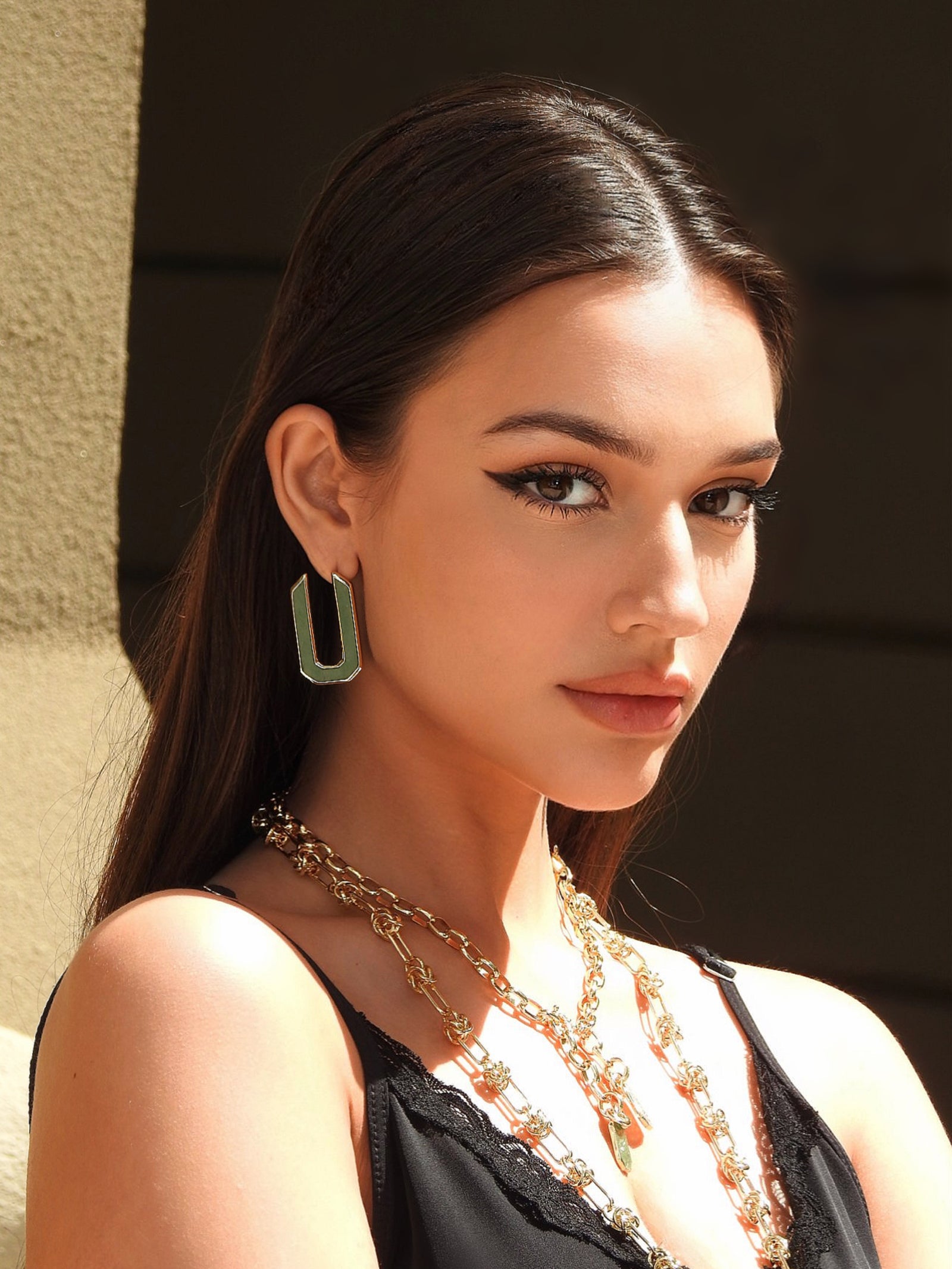 Icon Organic Hoop Green Aventurine Earring