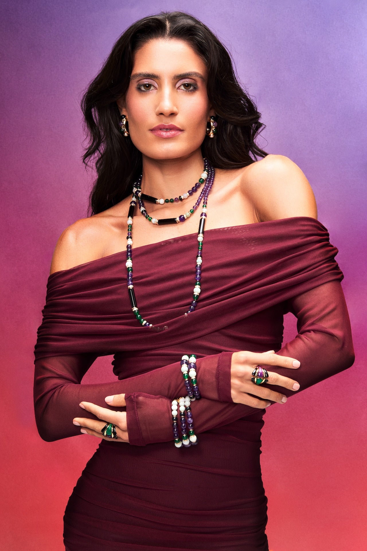 Portinari Necklace Blue and Green Agate