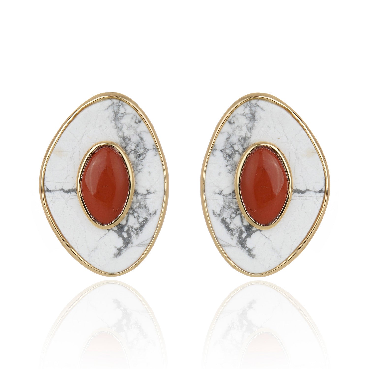 Poet Earring - Red Jasper and Howlite