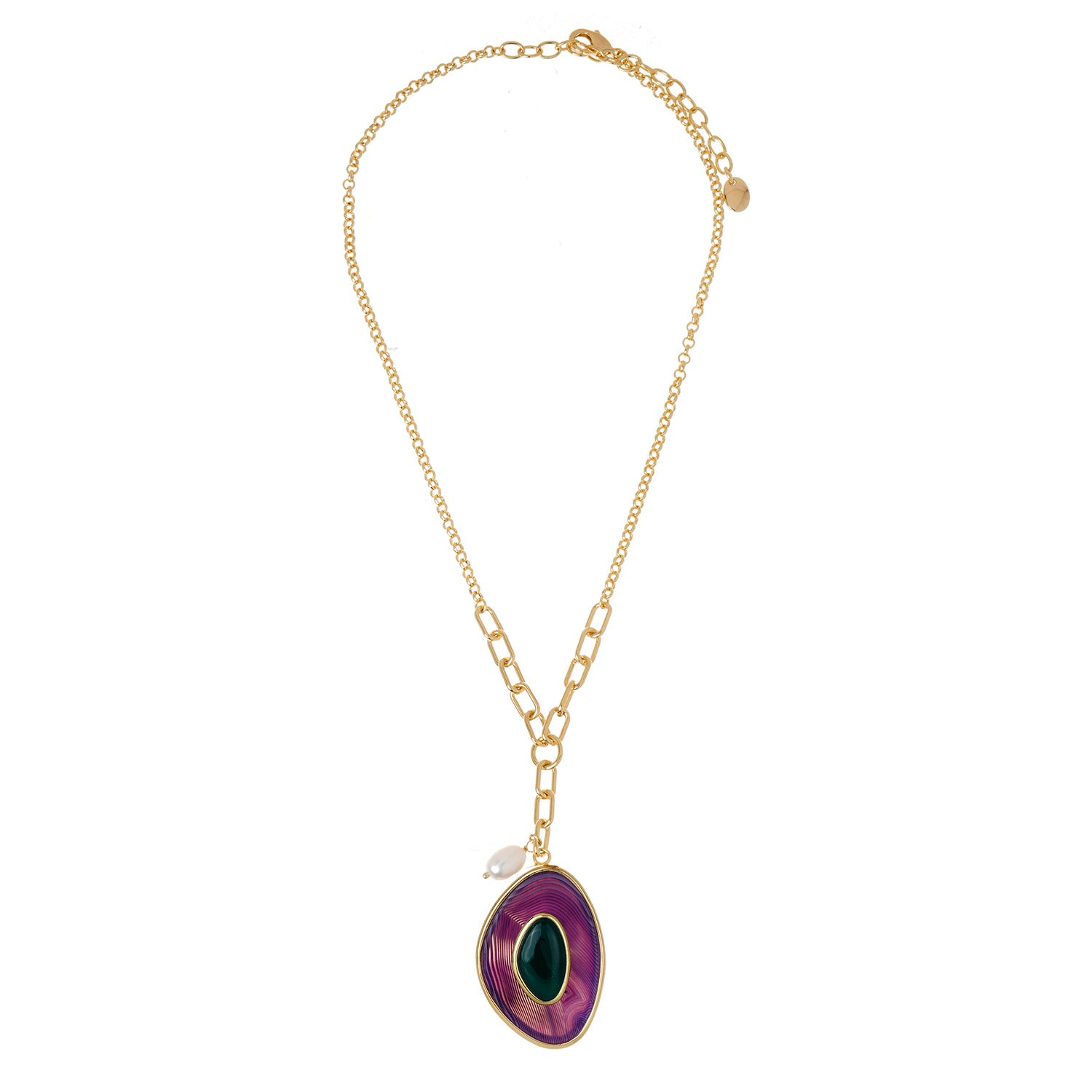 Poet Drop Necklace - Purple and Green Agate