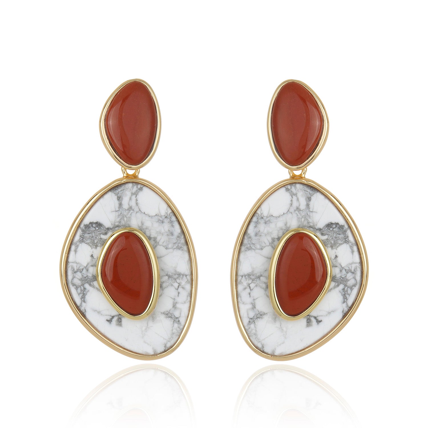 Poet Drop Earring - Red Jasper Howlite