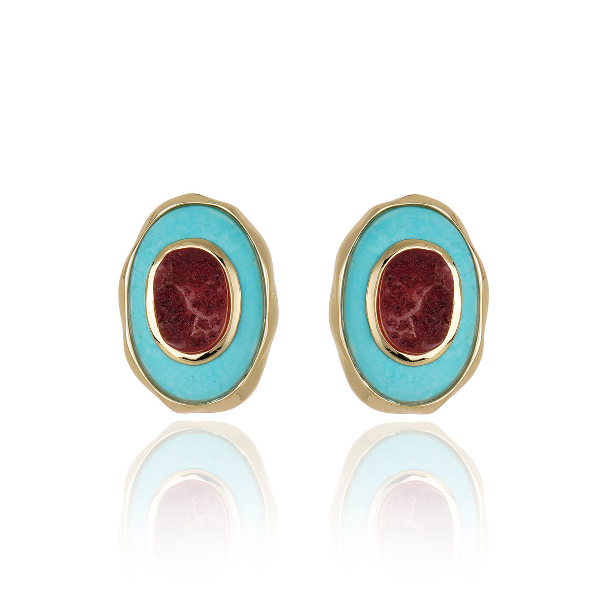 Confidence Stud - Turquoise Howlite Pink Quartz