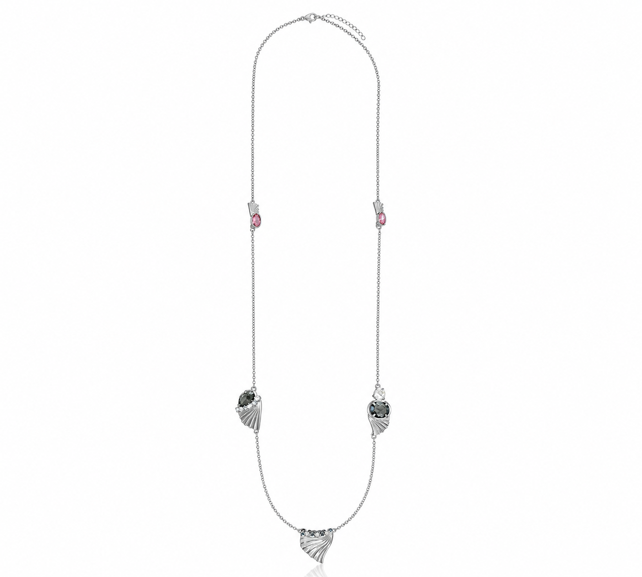 Milano Long Necklace - Black Diamond Silver