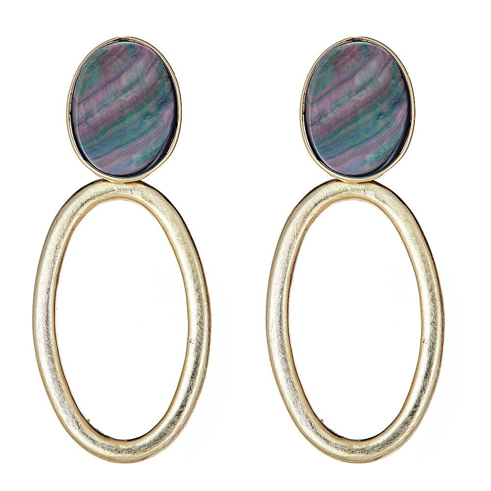 Oval Knocker Earring - Black Mother of Pearl