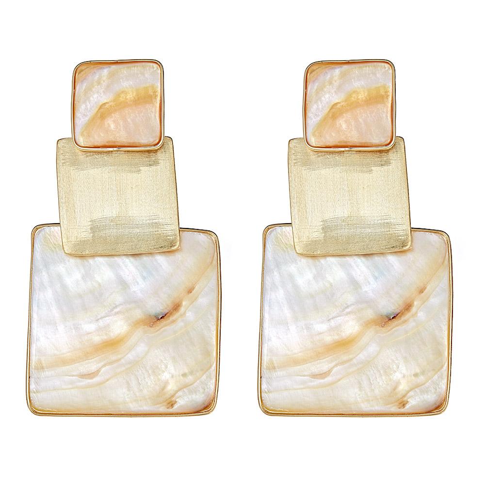 Box Stacked Earring - Gold