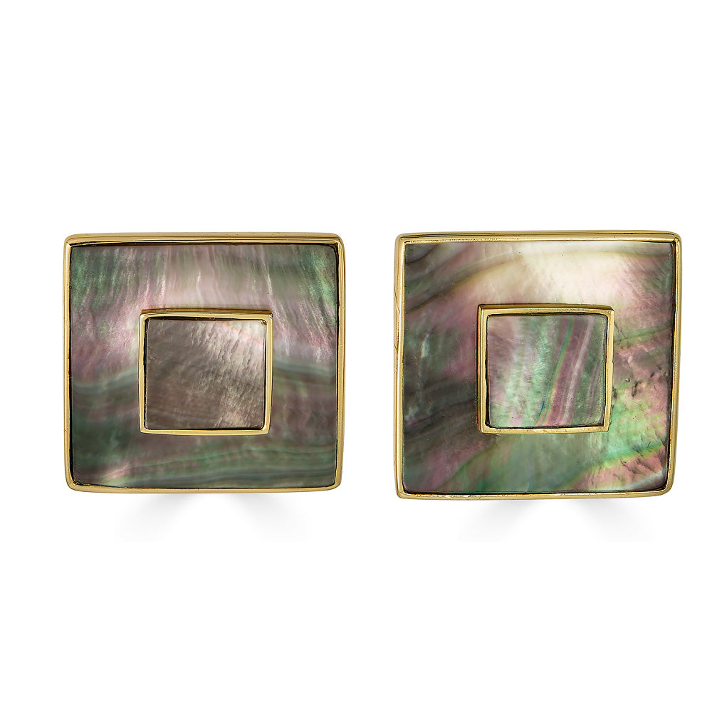 Porto Cervo Earring - Black Mother of Pearl 18K Gold Plated