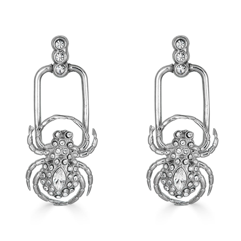 Spider Drop Earring - Silver