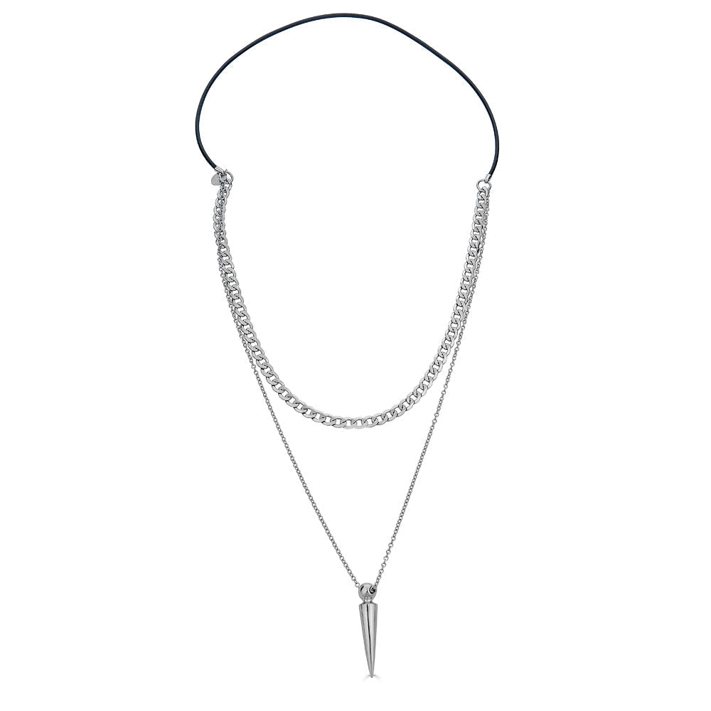 Pendulum Multi Strand Necklace- Silver