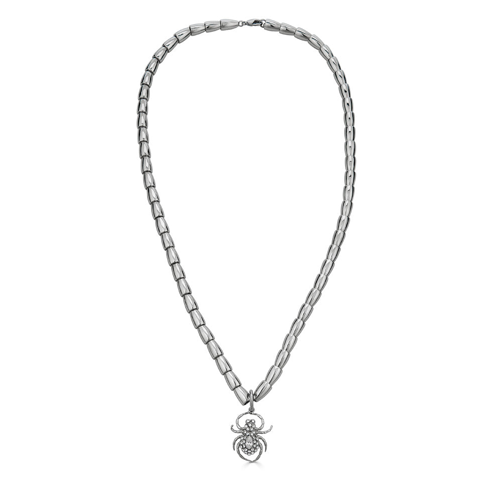 Slim Spider Armor Necklace - Silver