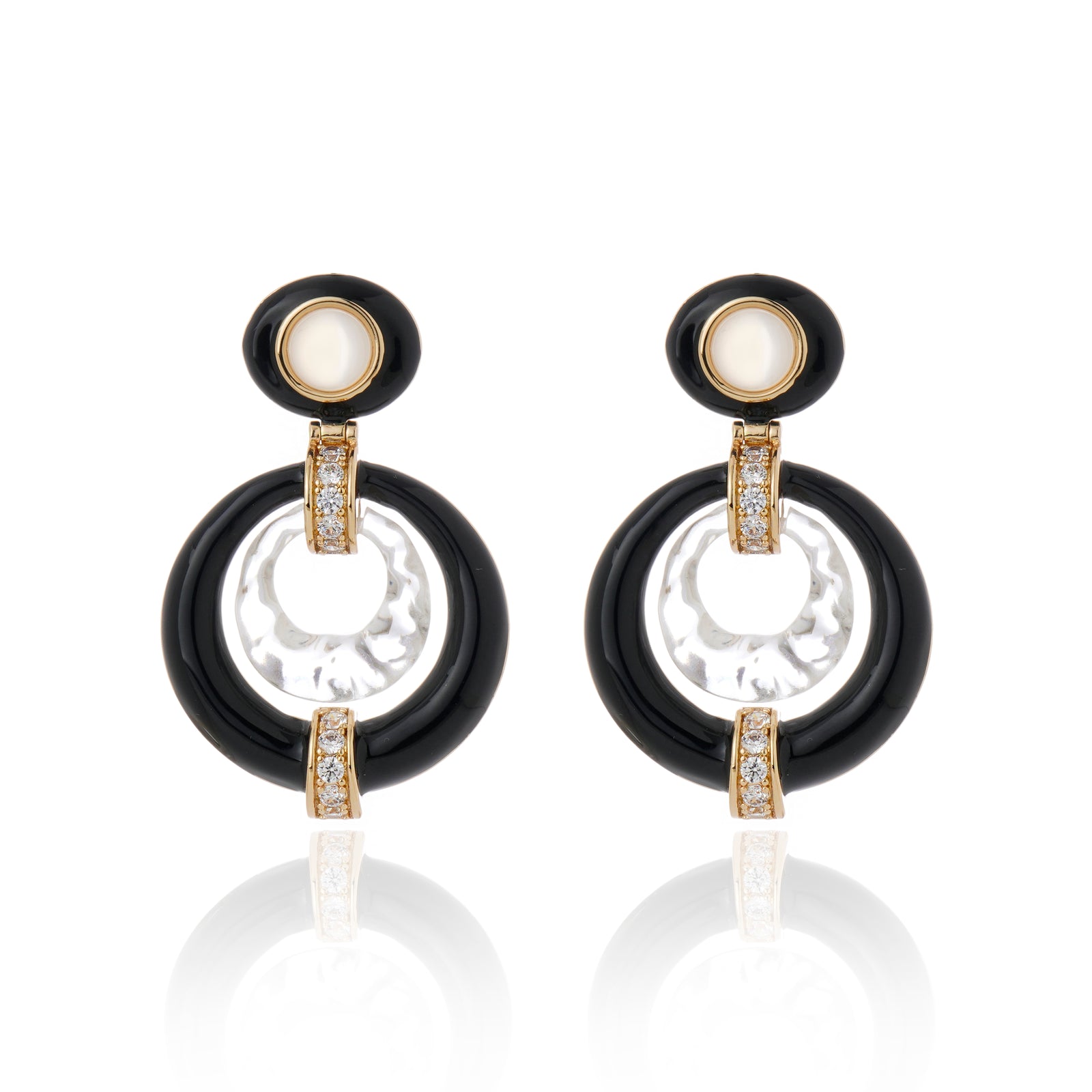 Eclissi Earrings Black Agate 18K Gold Plated