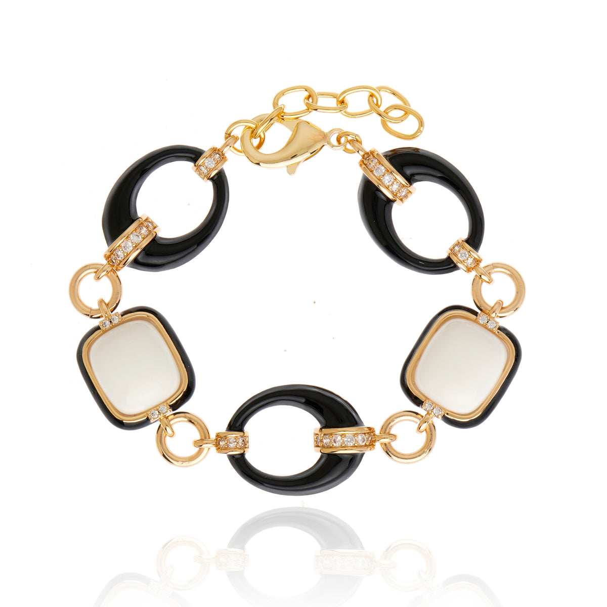 Incanto Bracelet Black Agate 18K Gold Plated