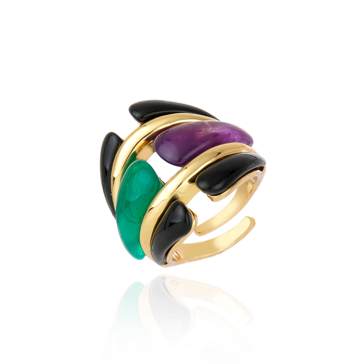 Portinari Ring Amethyst and Green Agate