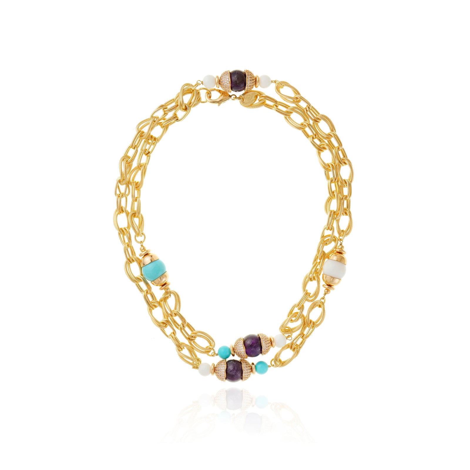 Volpi Chain Necklace Green, Blue and Red