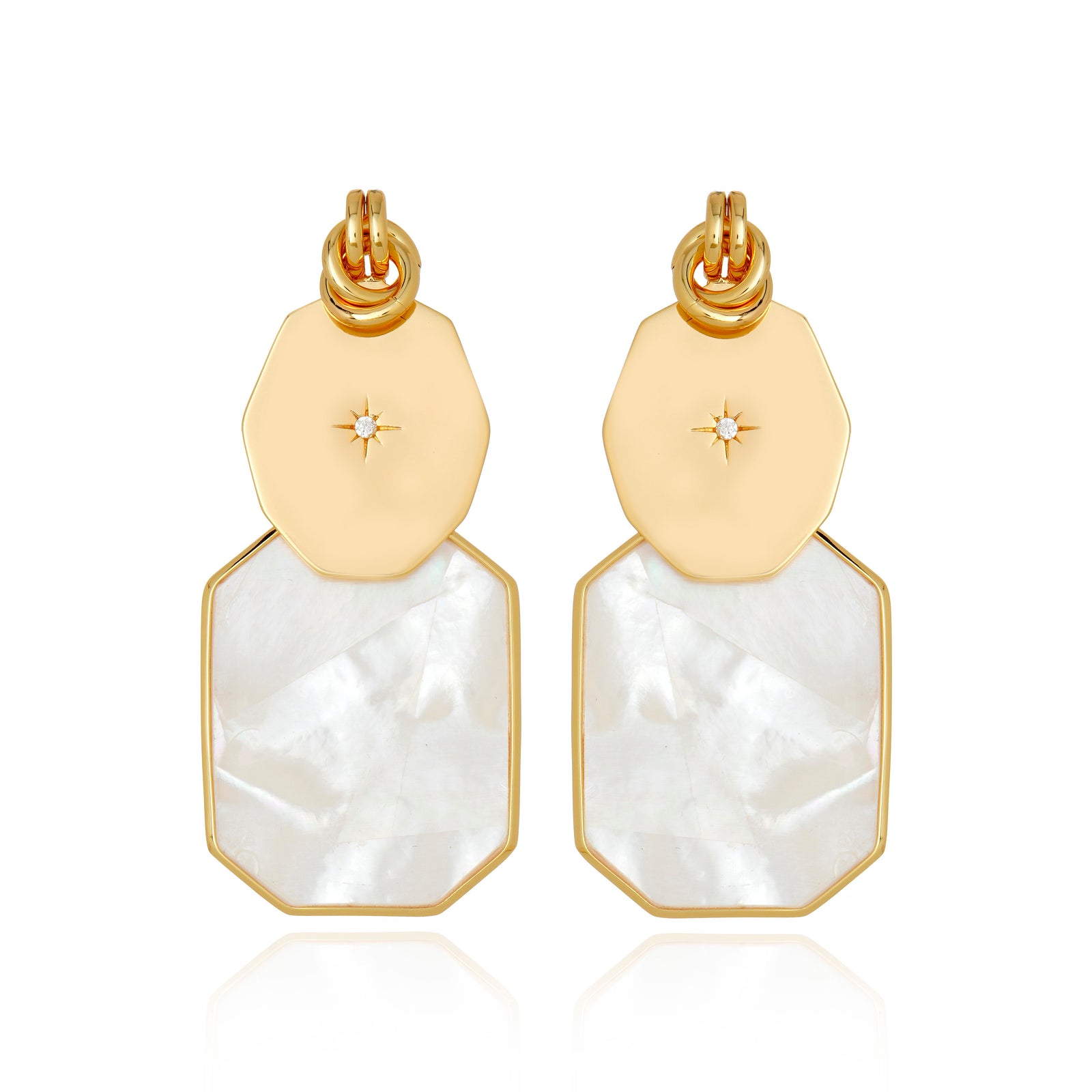 Icon Lux Double Stack White Mother of Pearl Earring