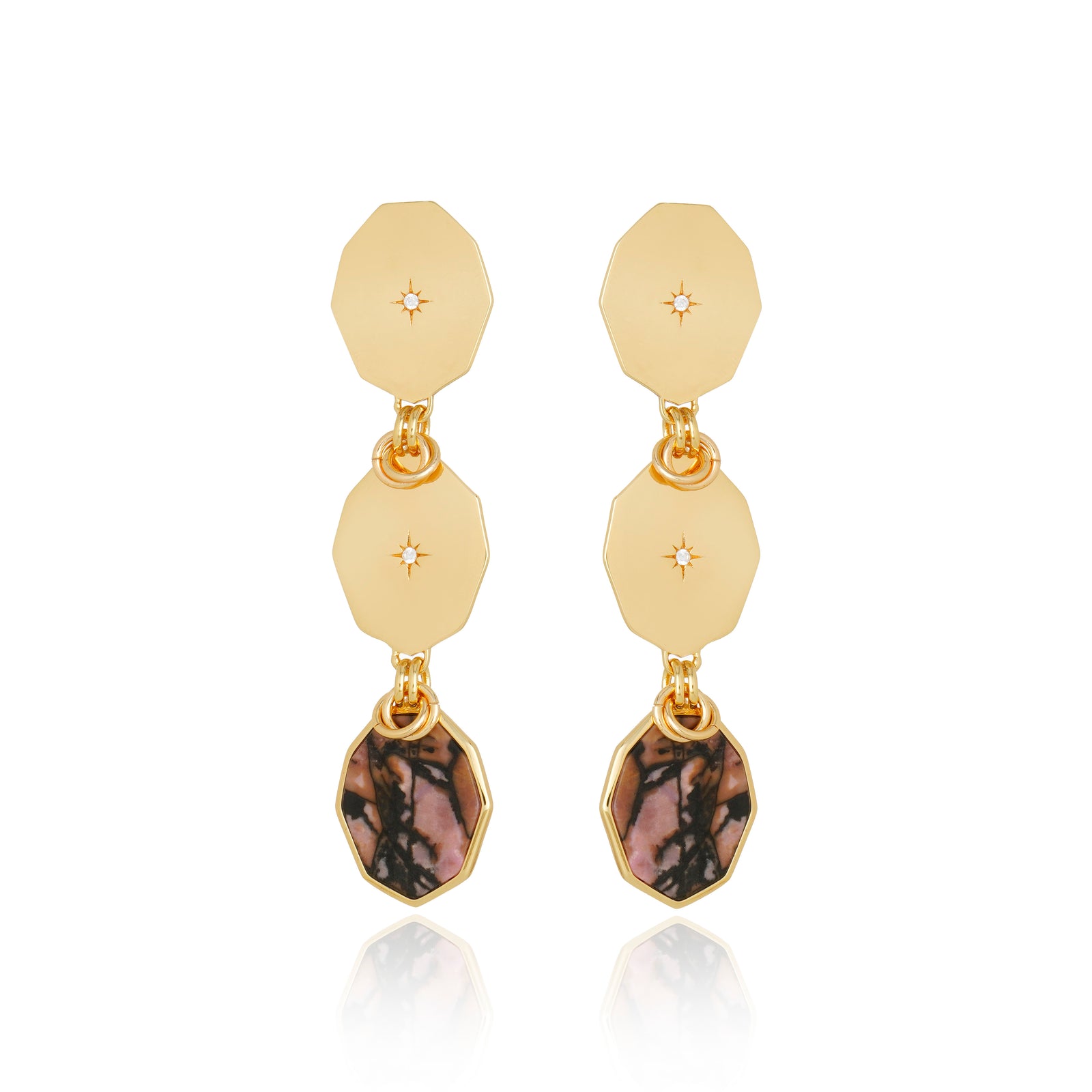 Icon Triple Stack Rhodonite Earring