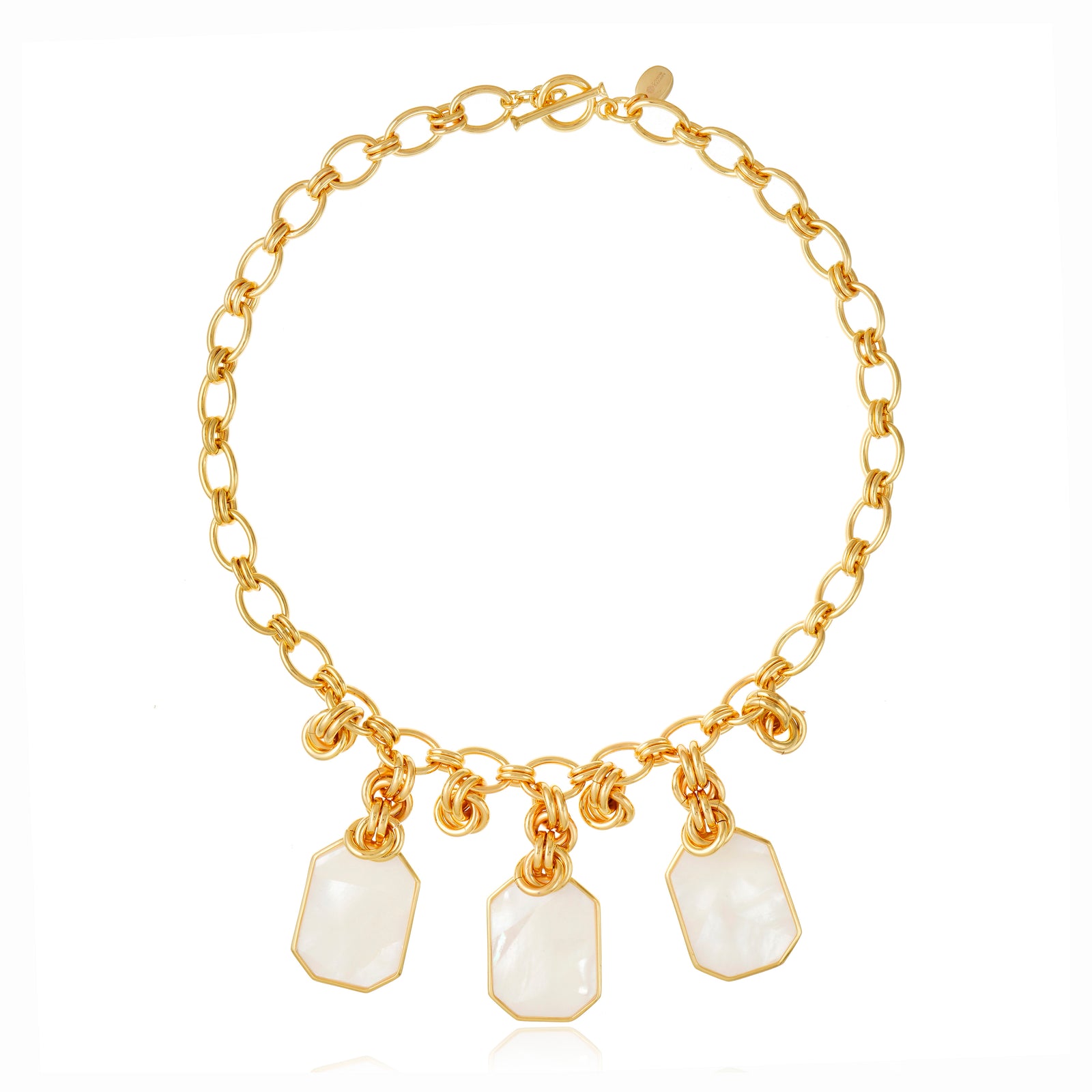 Icon Triple Pendant White Mother of Pearl Necklace