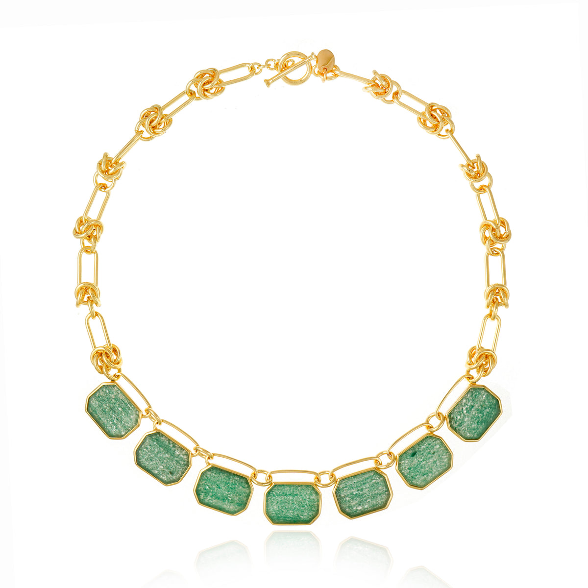 Icon Seven Stones Link Green Aventurine Necklace