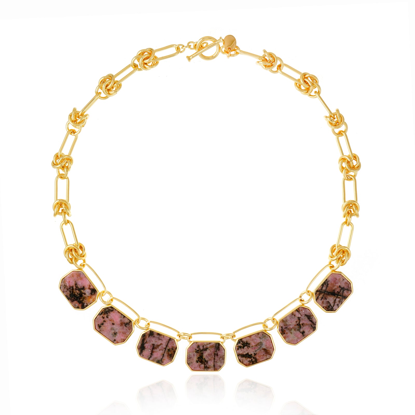 Icon Seven Stones Link Rhodonite Necklace