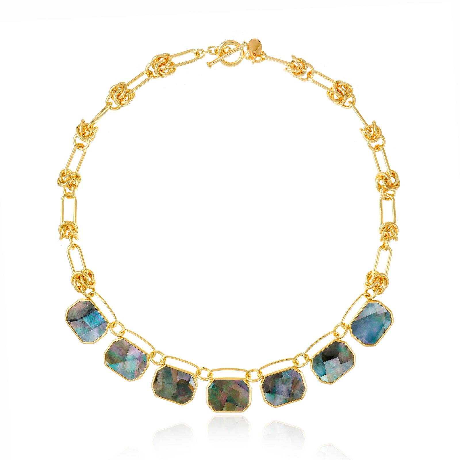 Icon Seven Stones Link Black Mother of Pearl Necklace