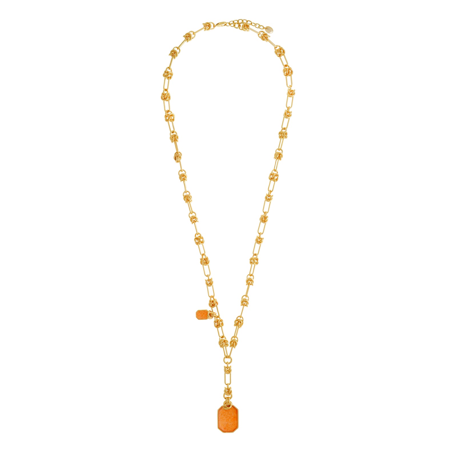 Icon Double Pendant Long Peach Calcite Necklace