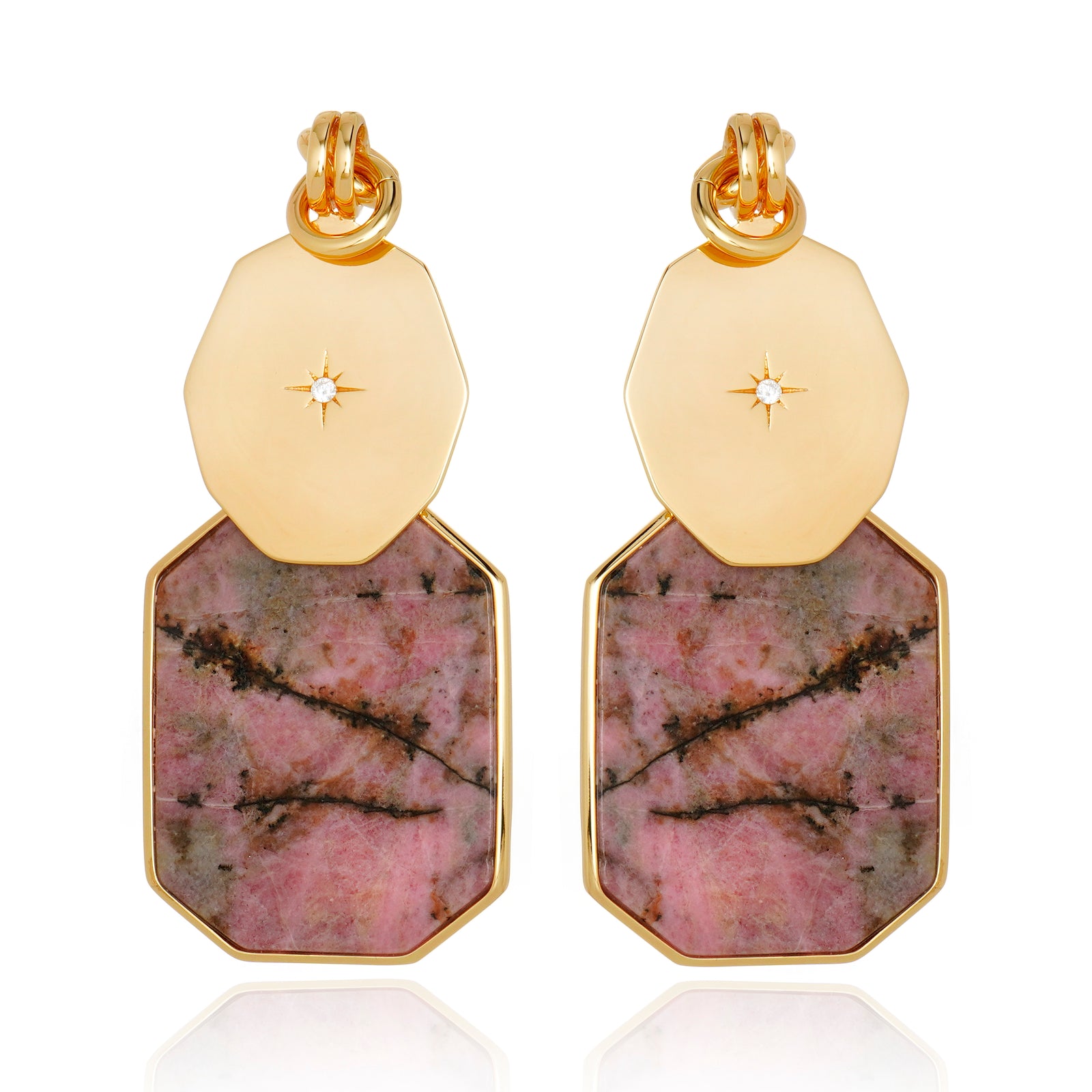 Icon Lux Double Stack Rhodonite Earring