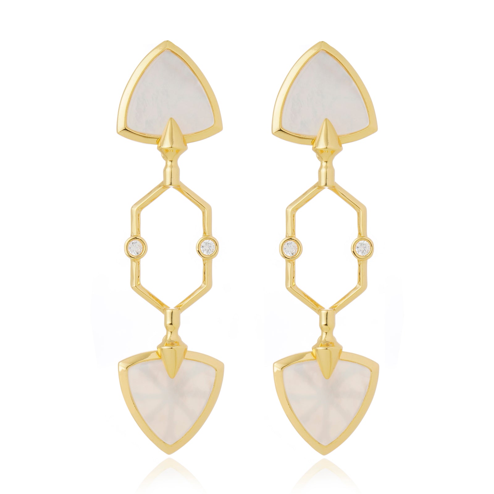 Himeros Long Earrings White Mother of Pearl