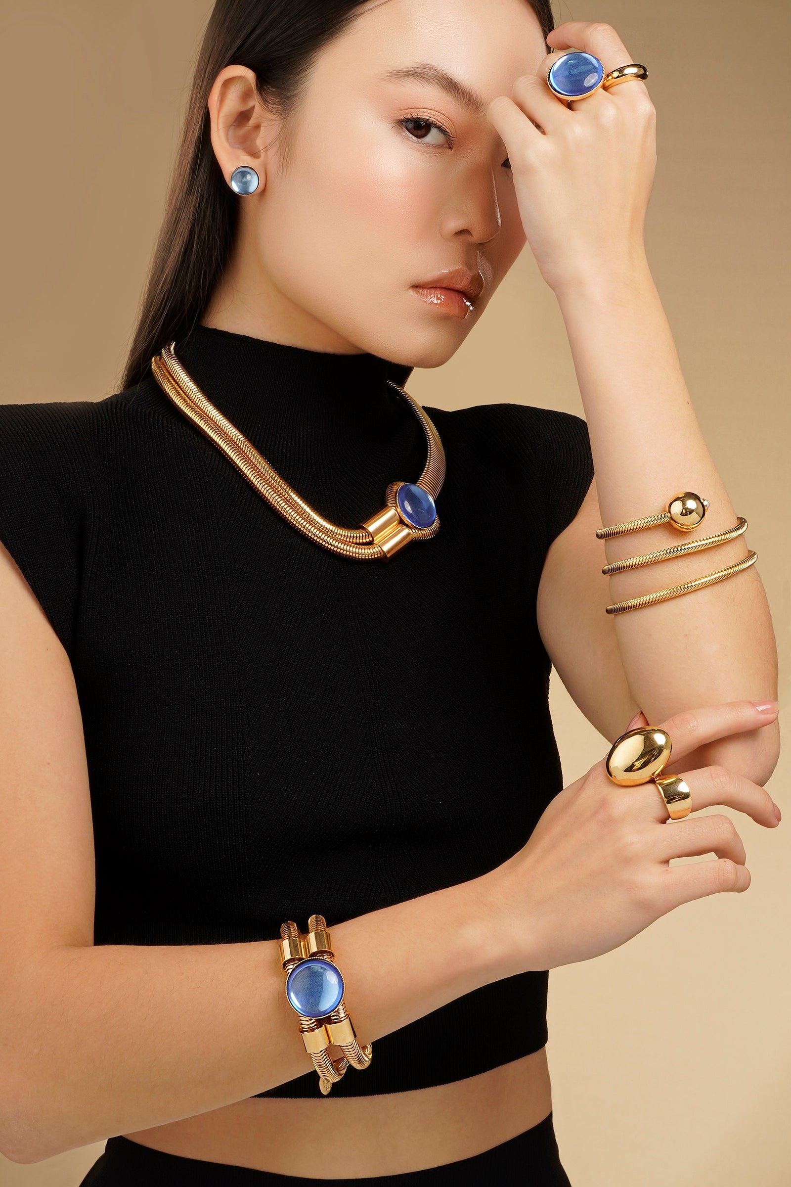 Bali Double Bracelet - Crystal Cabochon