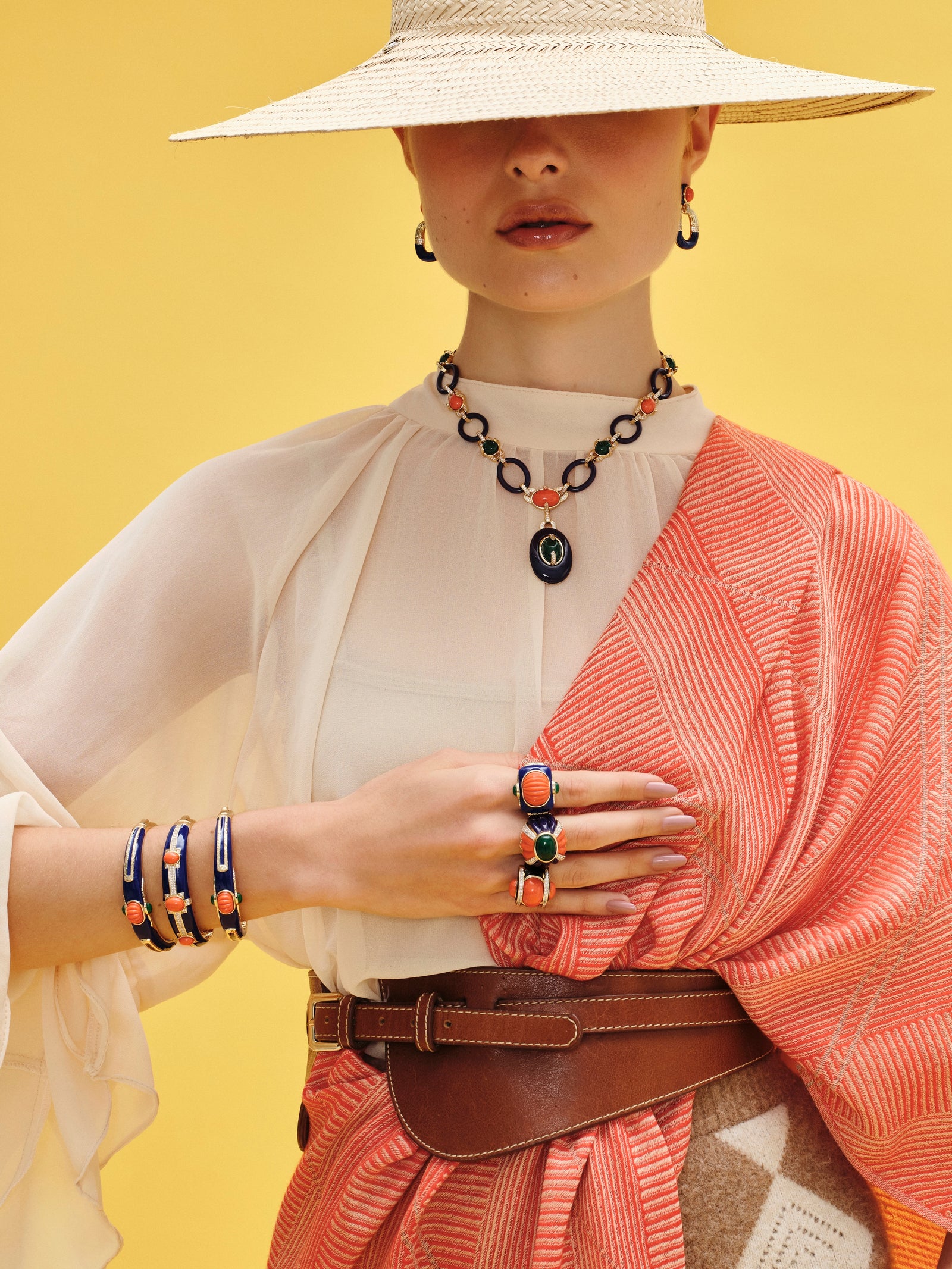 Sacred Fire Necklace Black and Coral