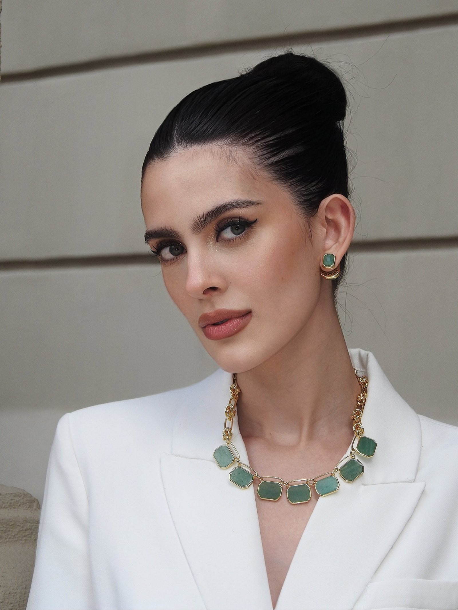 Icon Seven Stones Link Green Aventurine Necklace