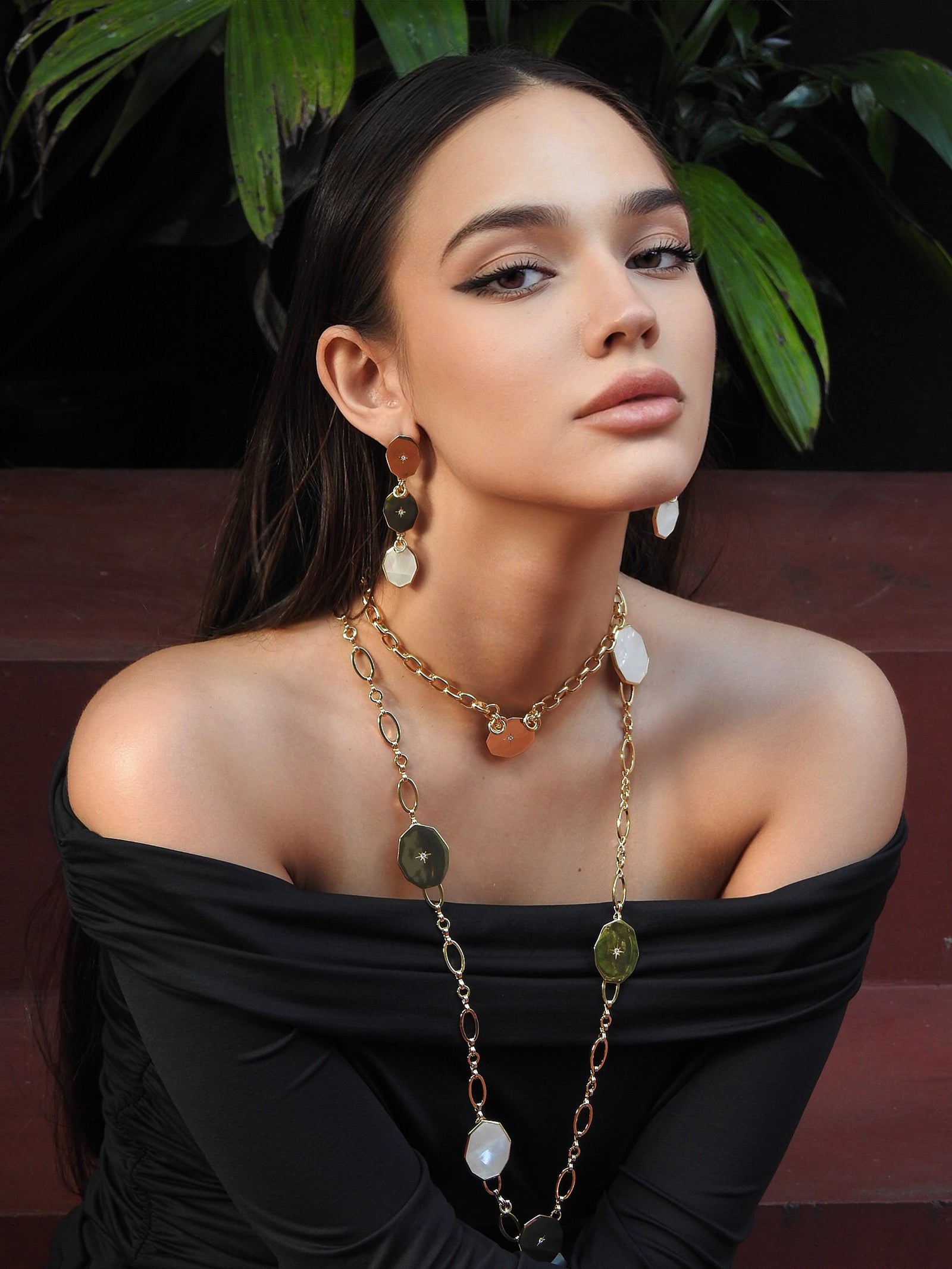 Icon Triple Stack Peach Calcite Earring