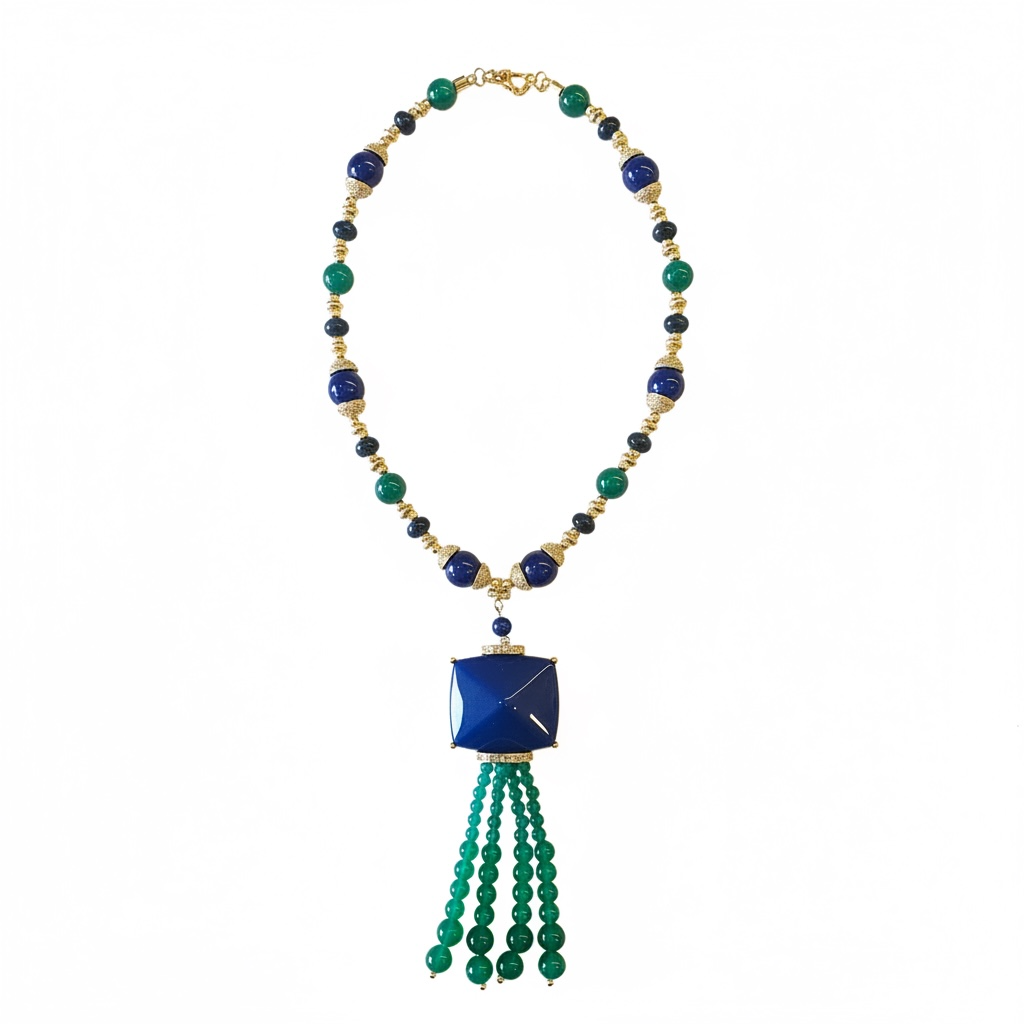 Tarsila Necklace Blue and Green Agate