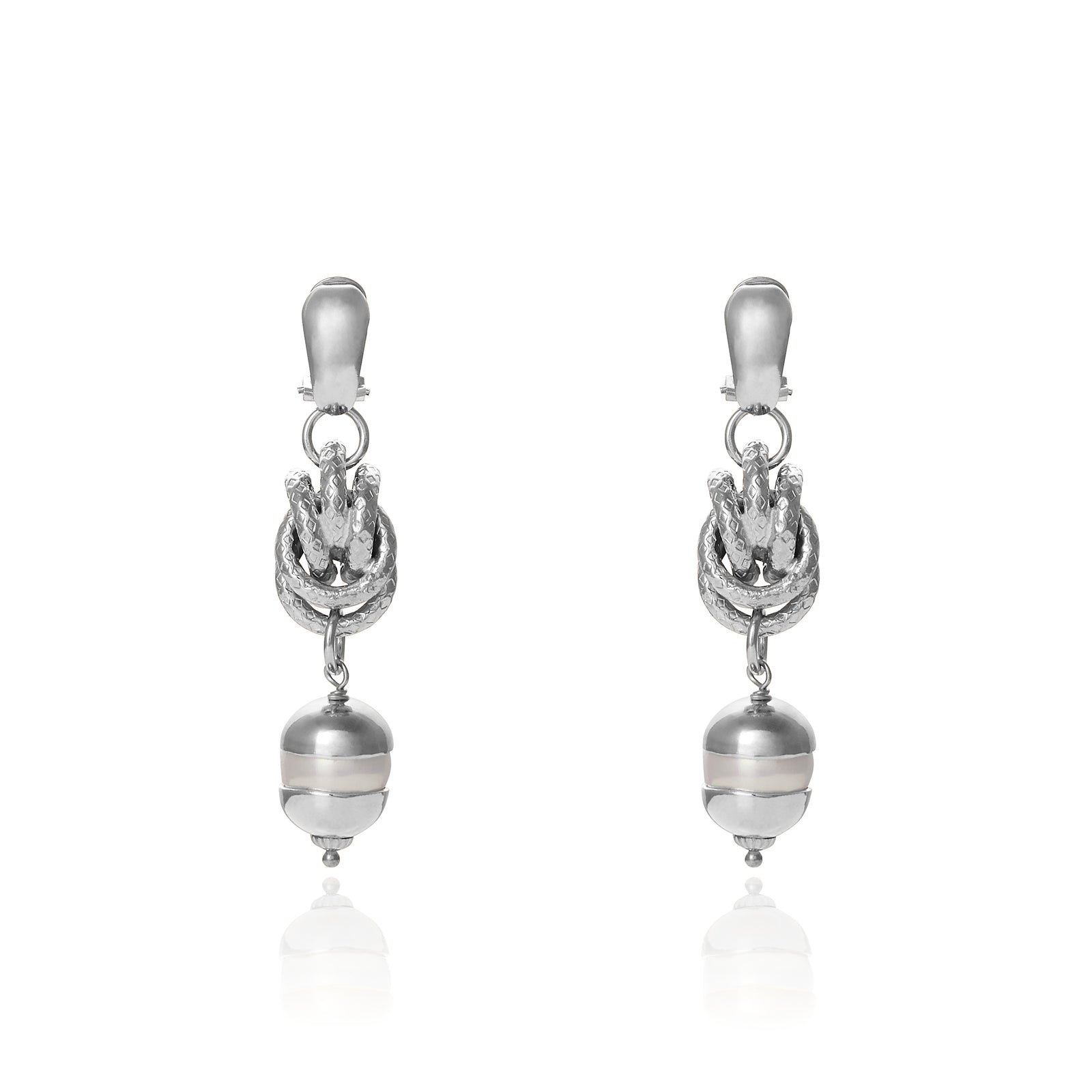 Cambodia Pearl Link Silver Earrings