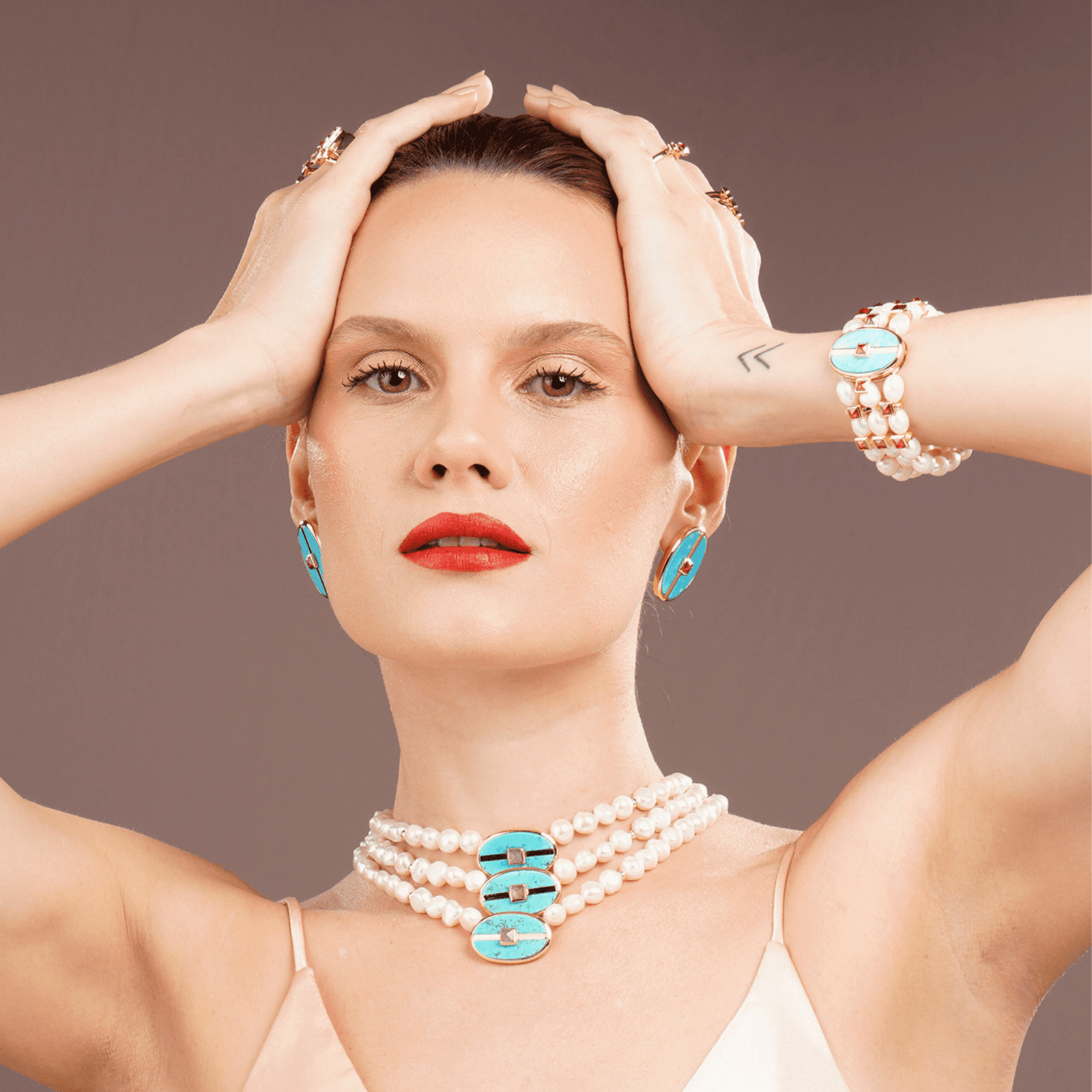 Inspire Pearl Necklace Turquoise