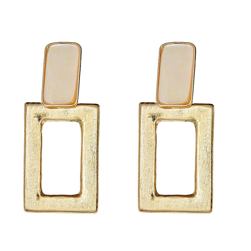 Square Knocker Earring - Gold Mother of Pearl