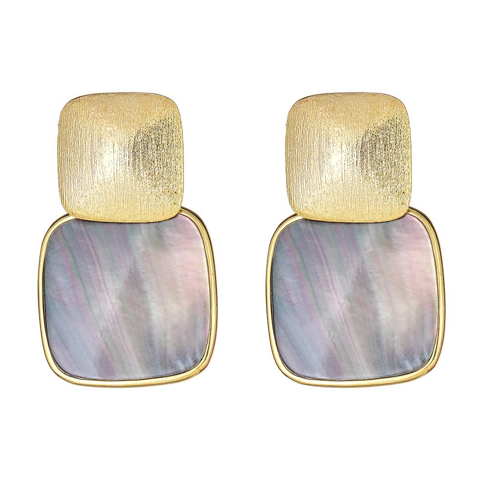 Mini Square Drop Earring - Black Mother of Pearl