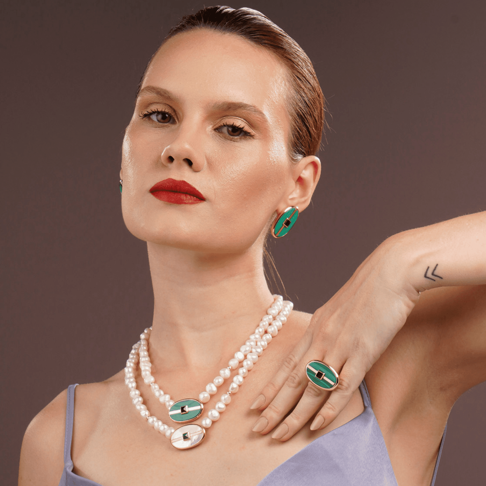 Inspire Pearl Necklace Malachite