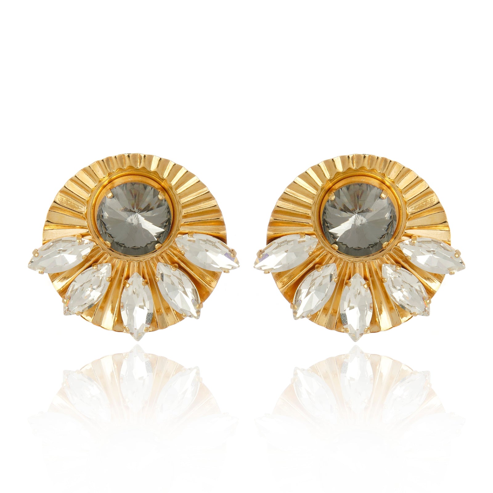 Alya Earring Crystal Black Diamond - Silver