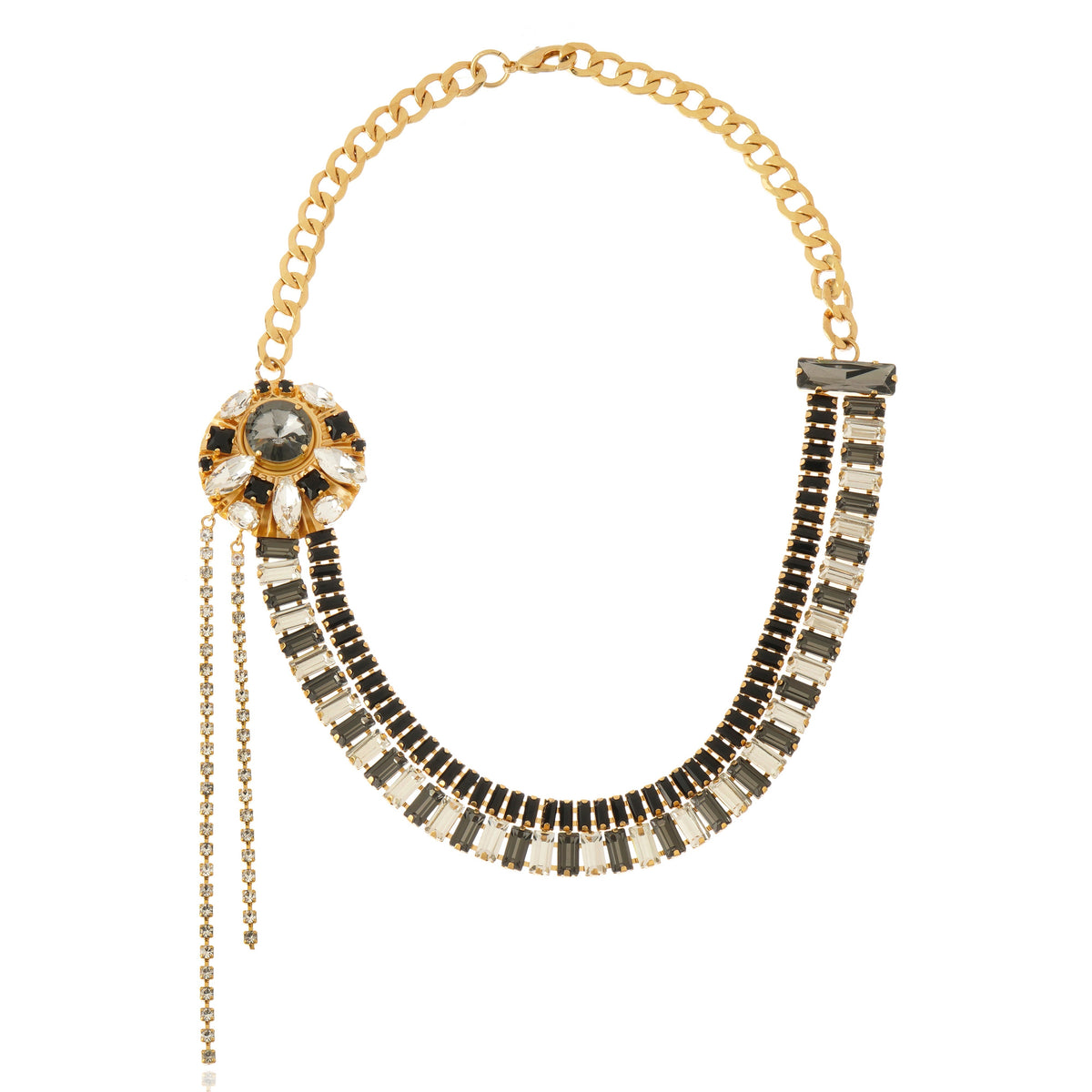 Alya Necklace - Black Diamond Silver