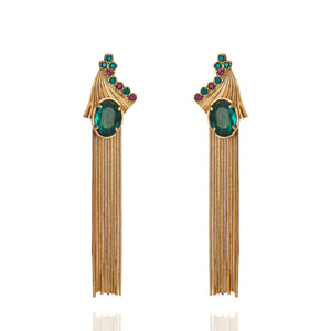 Milano Fringe Earring - Emerald