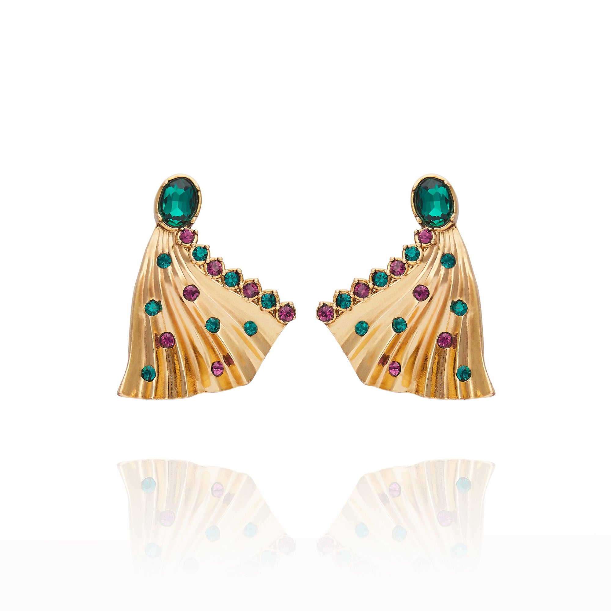 Milano Fan Earring - Emerald
