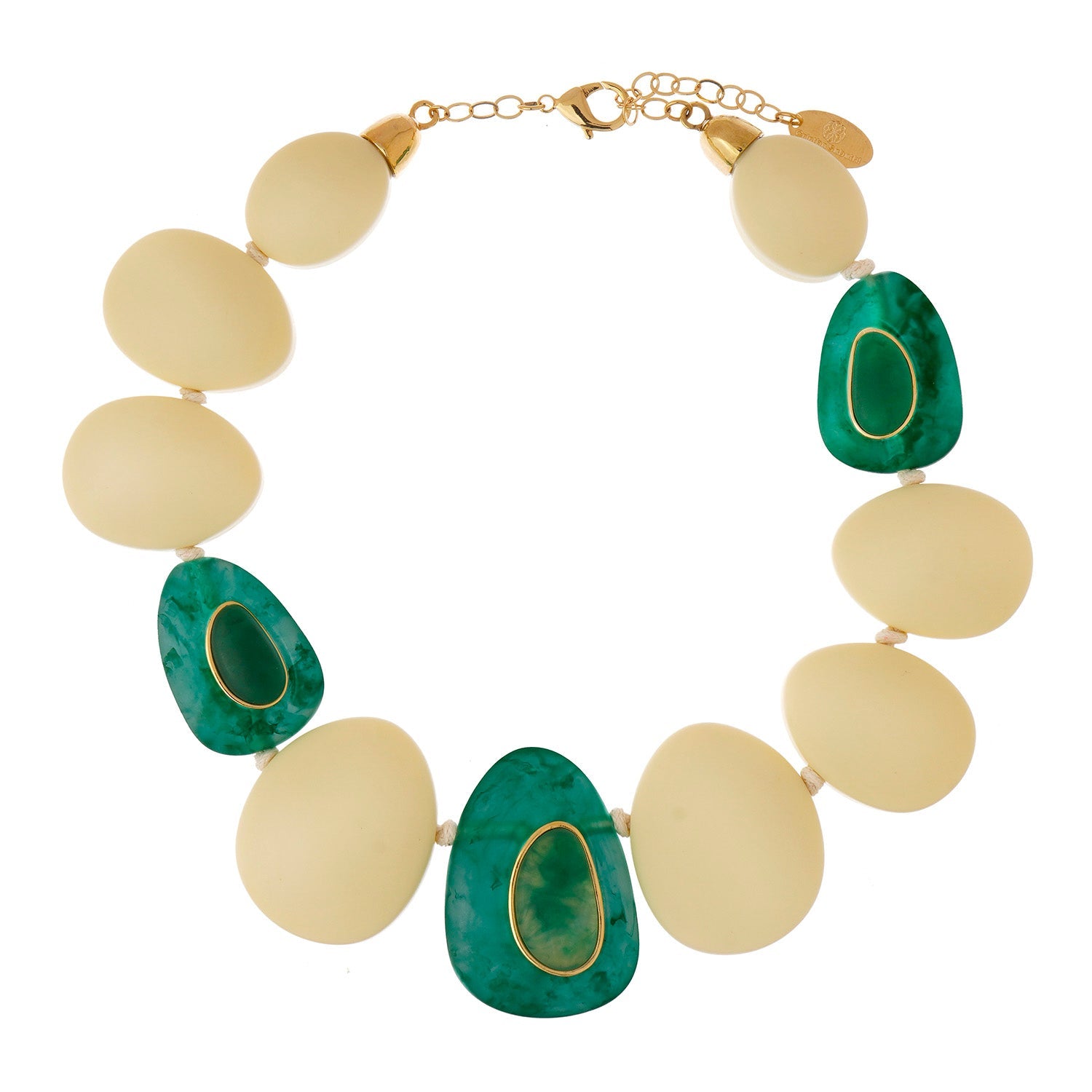 Drop Concept Resin Necklace - Green and Beige