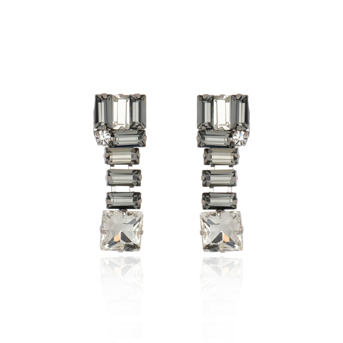 Mini Noble Earring Black Diamond Silver