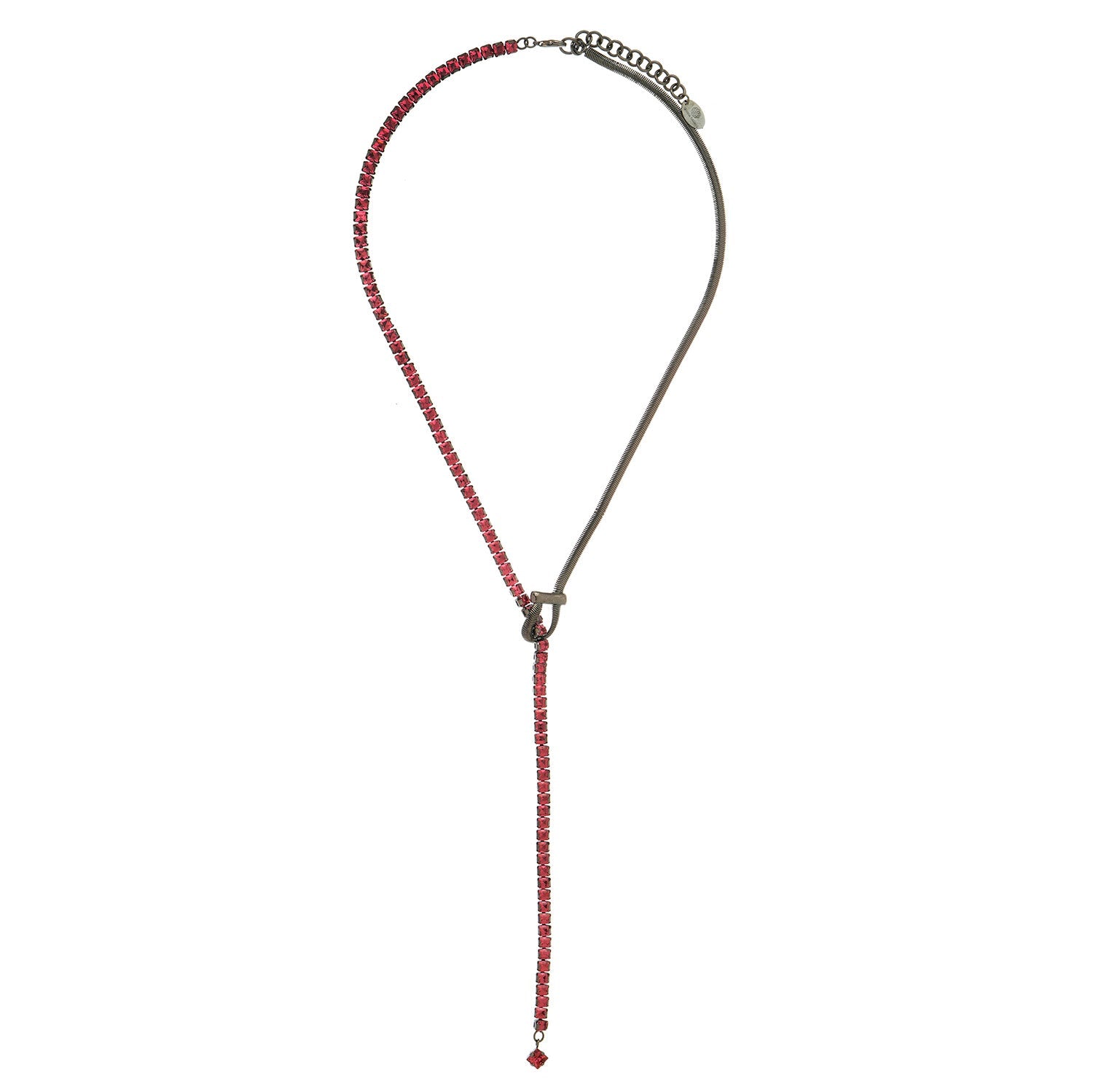 Valentina Crystal Lariat - Fuschia Graphite