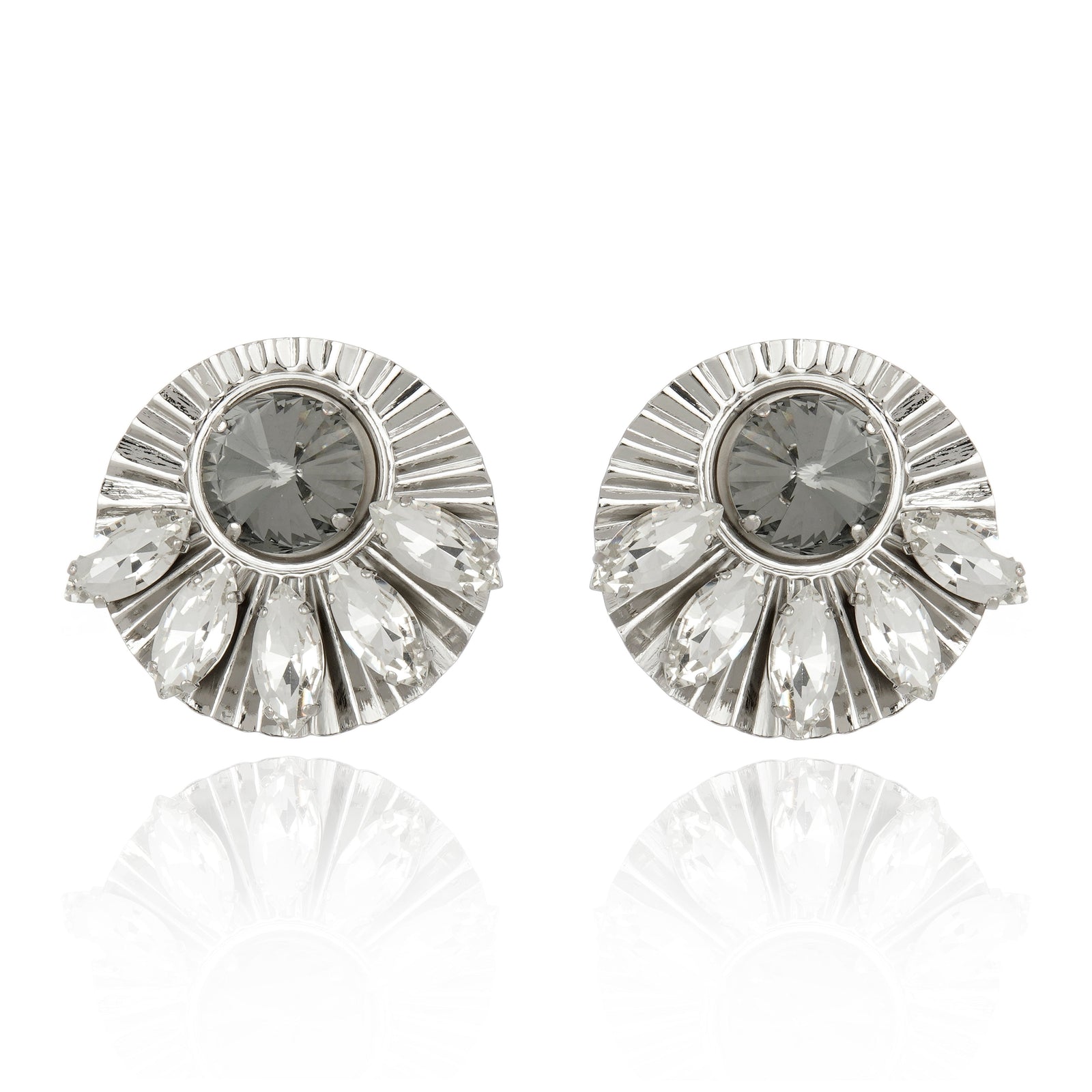 Alya Earring Crystal Black Diamond - Silver