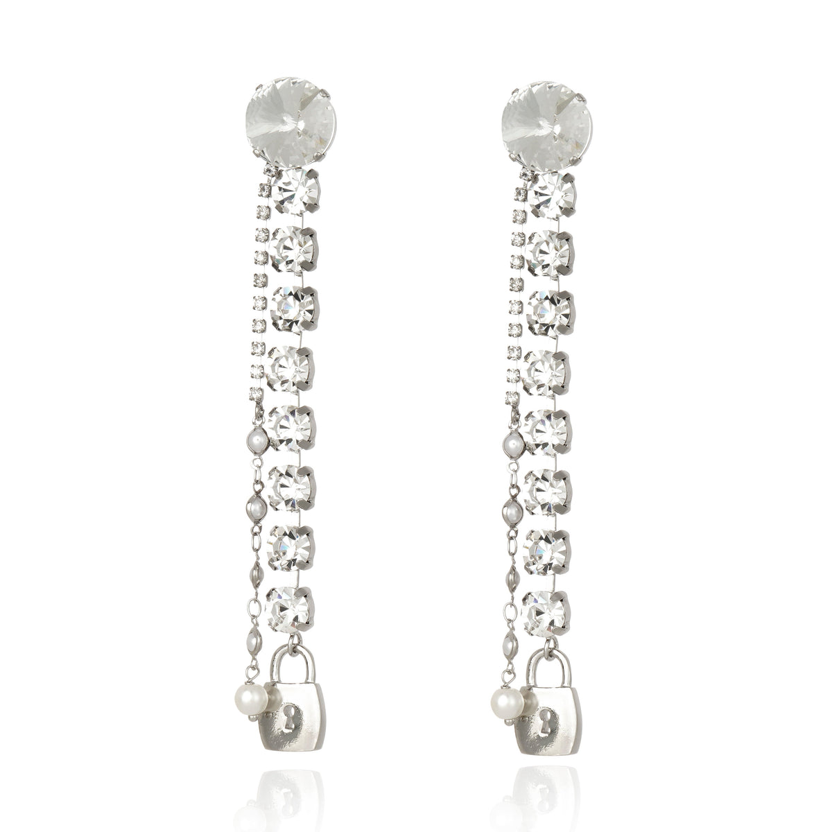 Rana Slim Earring Crystal Silver