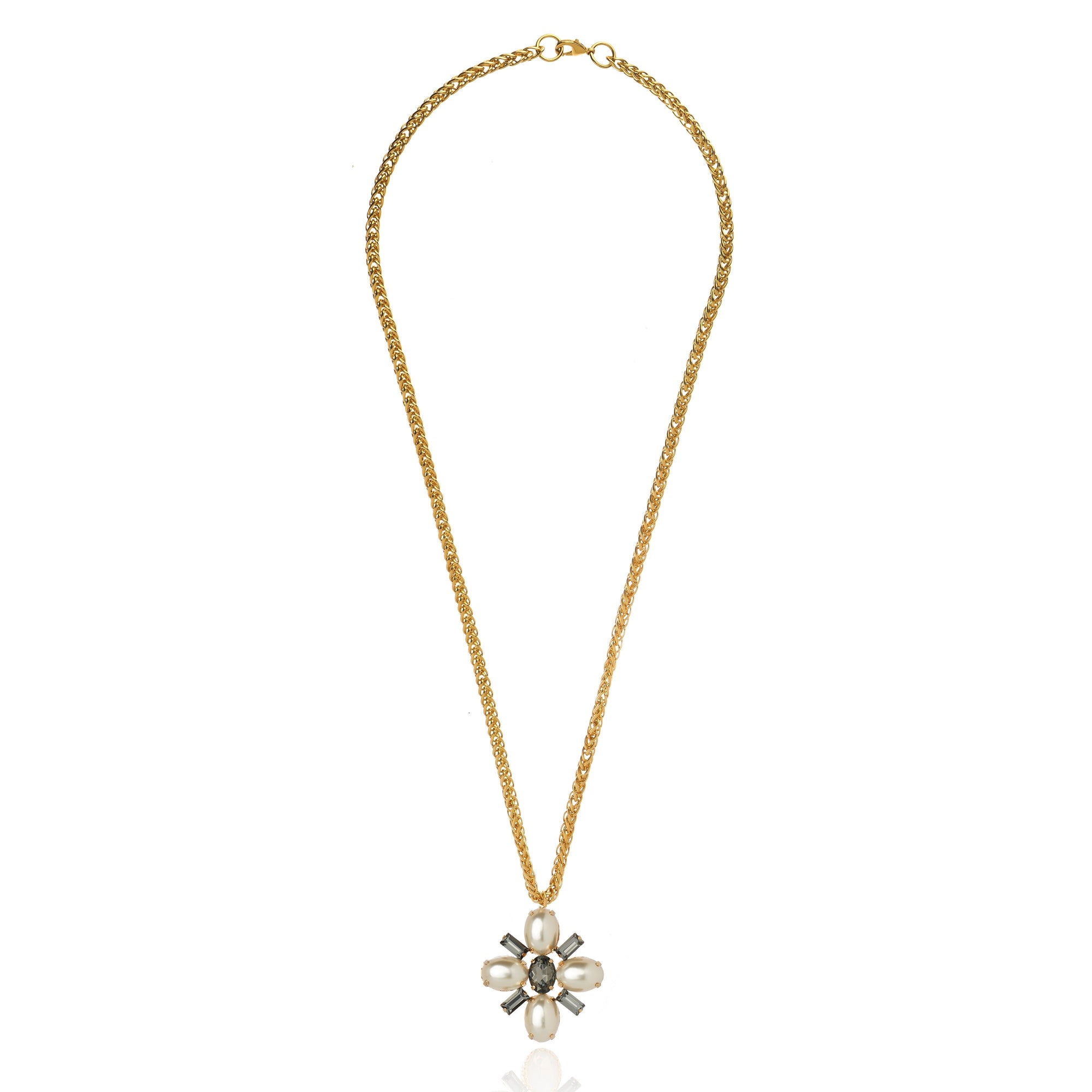 Maia Long Necklace Crystal Black Diamond Pearl