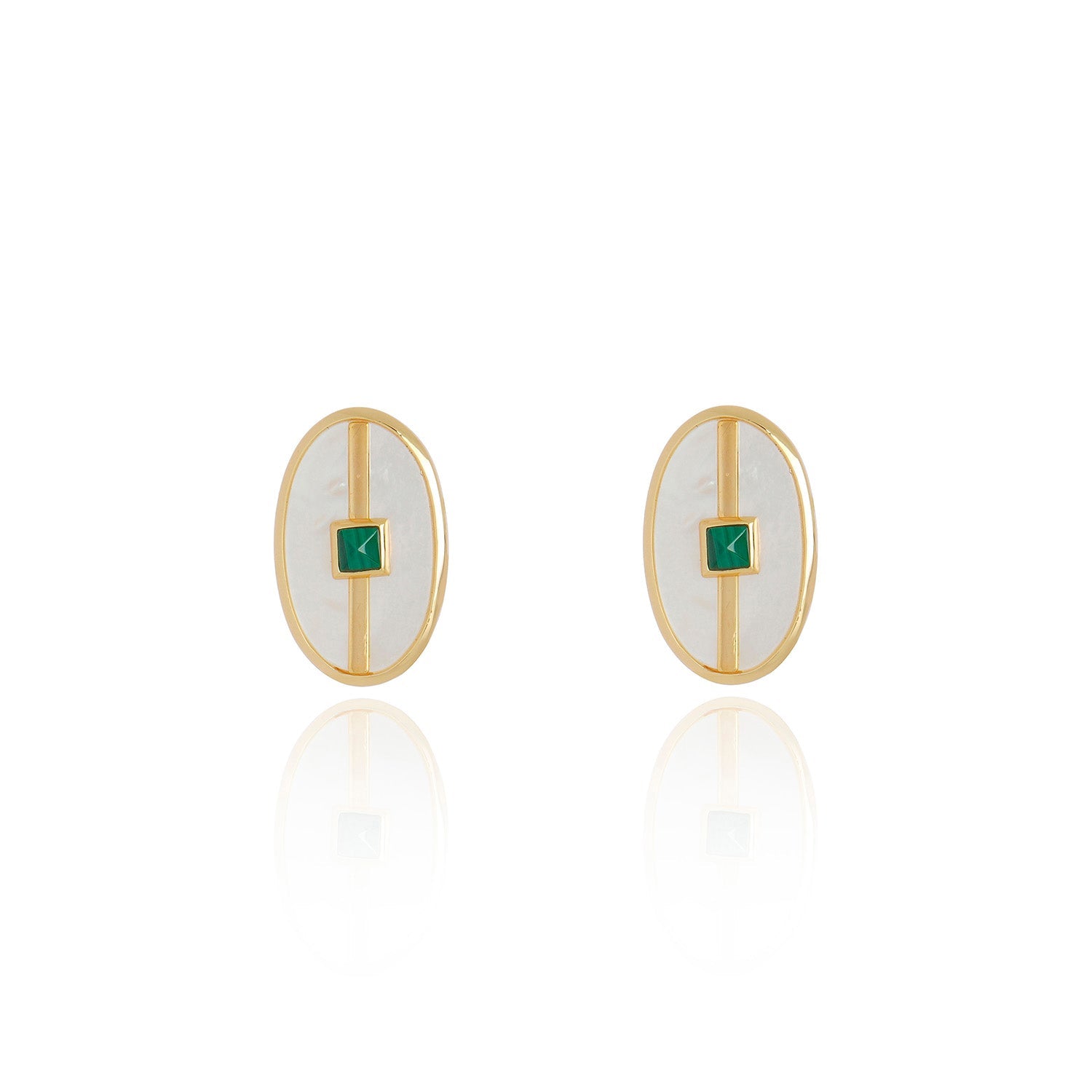 Inspire Earrings White Mother of Pearl & Malachite