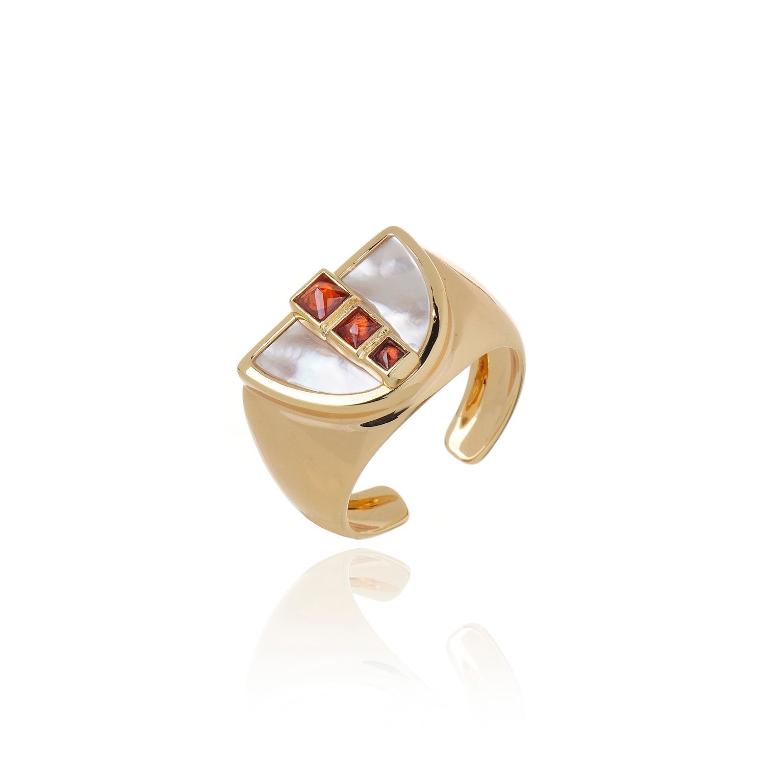 Symmetry Ring White Mother of Pearl