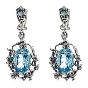 Iris Blossom Earrings - London Blue Topaz